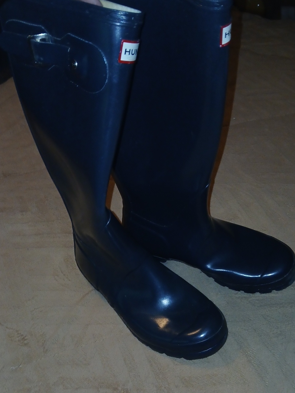 Hunter Unisex Navy Original Gloss Tall Rain/Snow Boots Sz: M6, W7